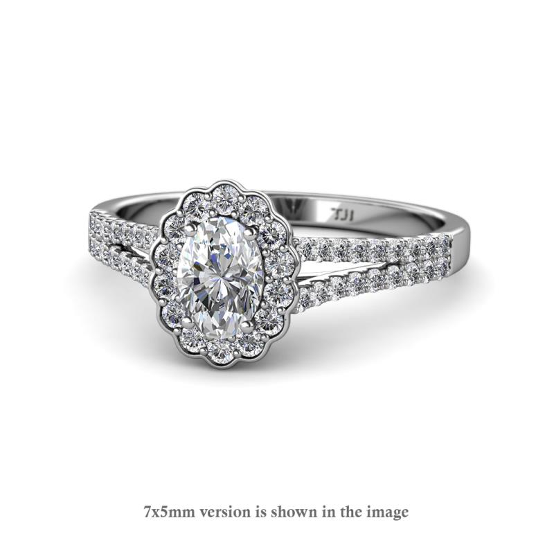 Raisa Desire 1.08 ctw IGI Certified Lab Grown Diamond Oval Cut (6x4 mm) & Natural Diamond Round (1.40 mm) Halo Engagement Ring 
