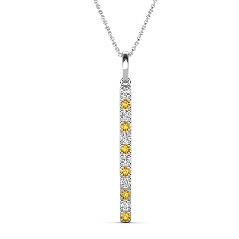 Stephanie 0.25 ctw (1.80 mm) Round Natural Diamond and Citrine Vertical Pendant Necklace 