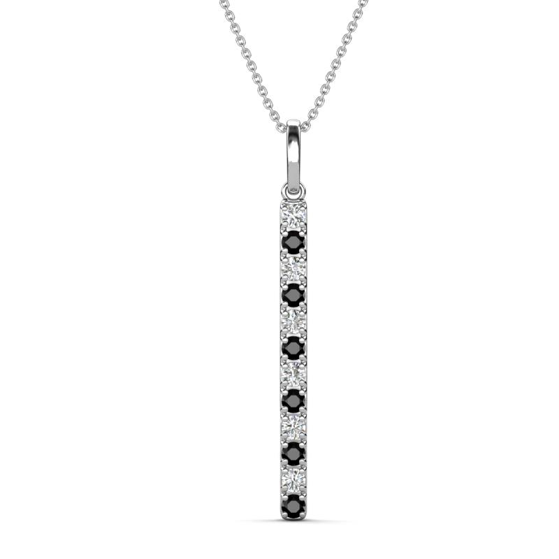 Stephanie 0.31 ctw (1.80 mm) Round Natural Diamond and Black Diamond Vertical Pendant Necklace 