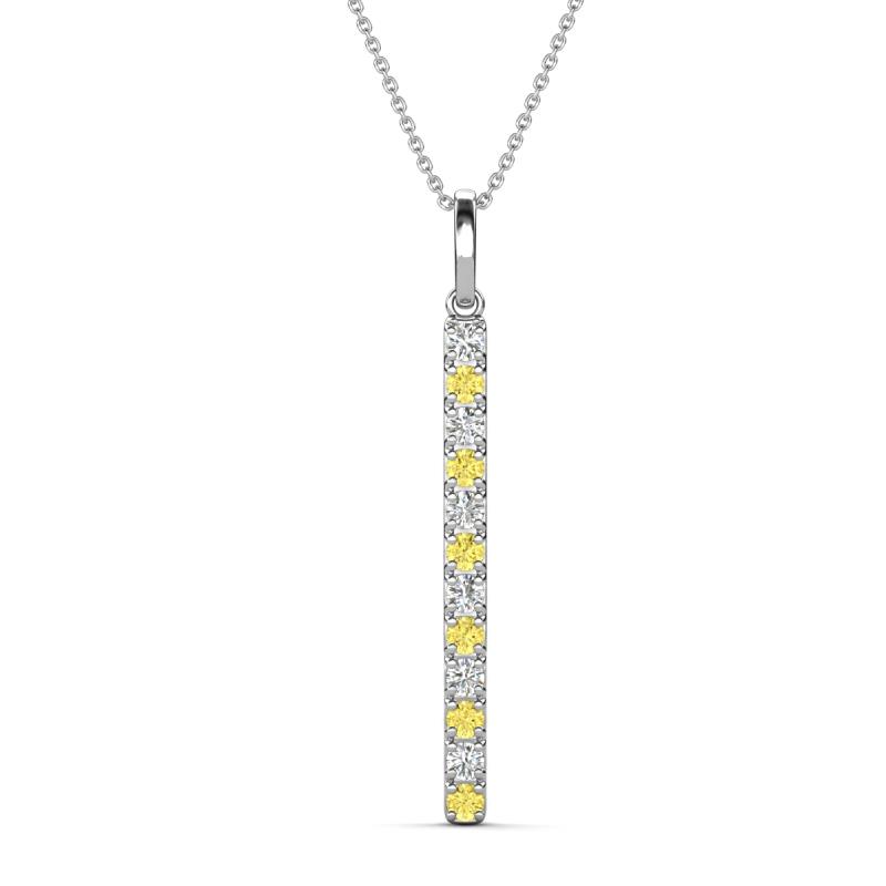 Stephanie 0.30 ctw (1.80 mm) Round Natural Diamond and Yellow Sapphire Vertical Pendant Necklace 