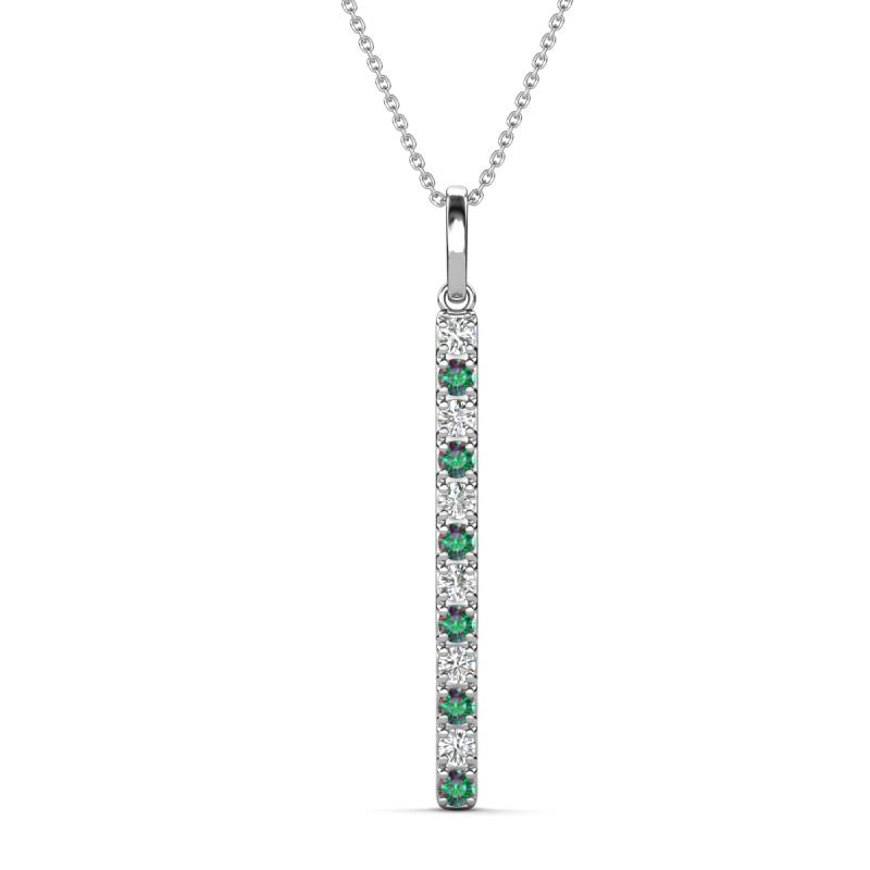 Stephanie 0.31 ctw (1.80 mm) Round Natural Diamond and Lab Created Alexandrite Vertical Pendant Necklace 