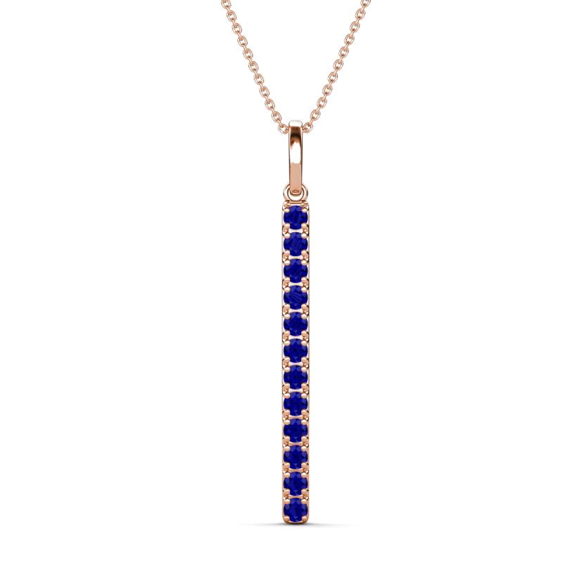 Stephanie 0.32 ctw (1.80 mm) Round Blue Sapphire Vertical Pendant Necklace 