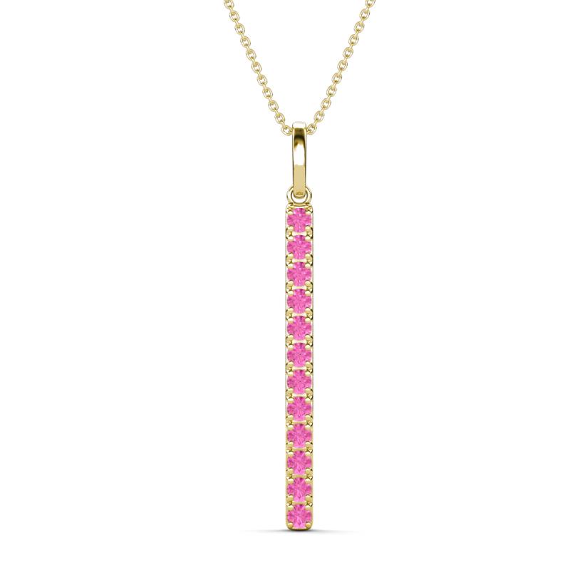 Stephanie 0.32 ctw (1.80 mm) Round Pink Sapphire Vertical Pendant Necklace 
