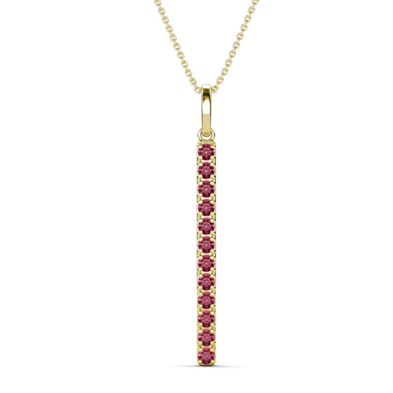 Stephanie 0.20 ctw (1.80 mm) Round Pink Tourmaline Vertical Pendant Necklace 