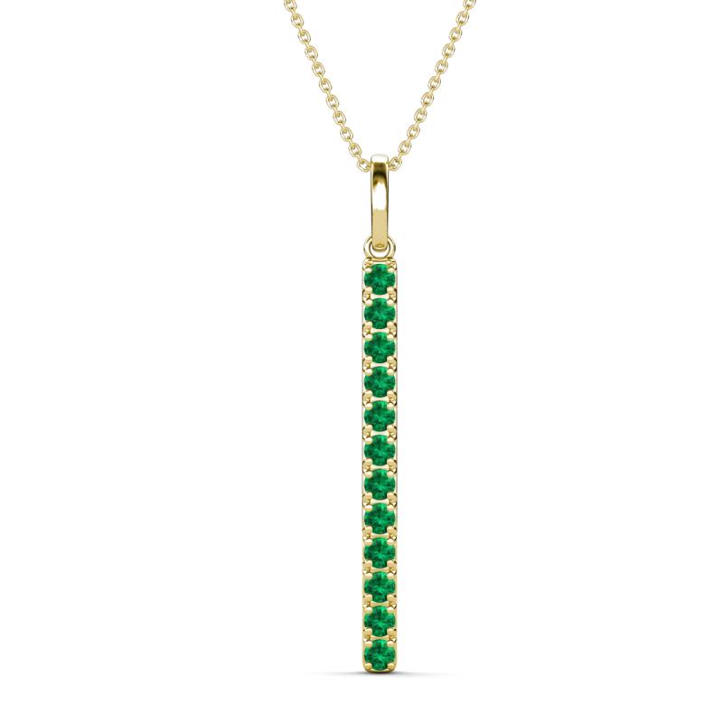 Stephanie 0.20 ctw (1.80 mm) Round Emerald Vertical Pendant Necklace 