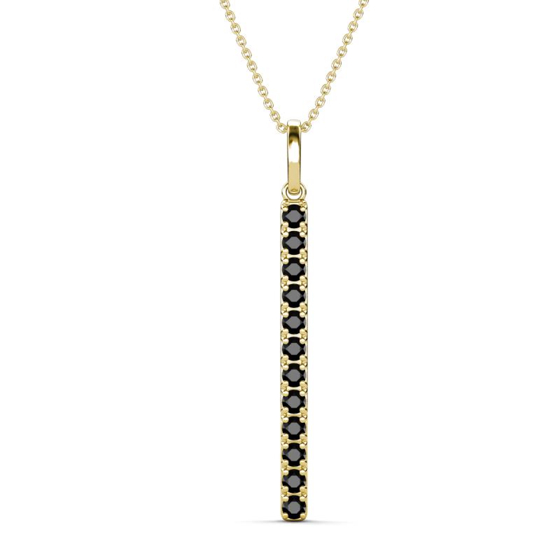Stephanie 0.32 ctw (1.80 mm) Round Black Diamond Vertical Pendant Necklace 