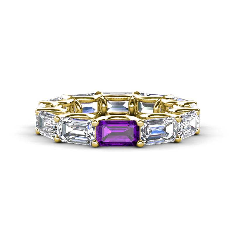 Beverly 6.60 ctw (6x4 mm) GIA Certified Emerald Cut Natural Diamond and Amethyst Eternity Band 