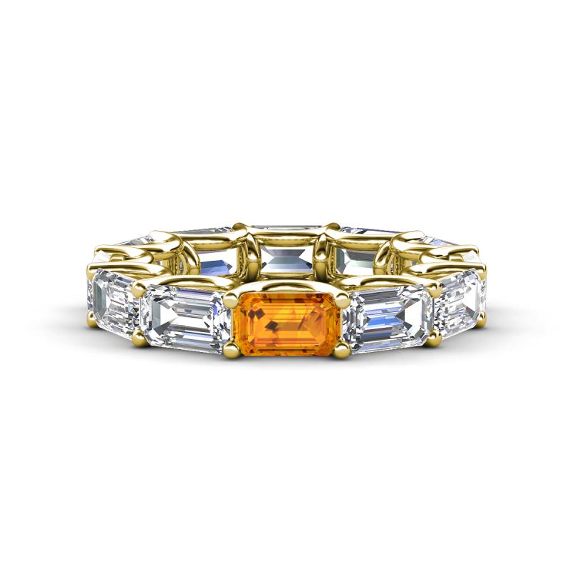 Beverly 6.55 ctw (6x4 mm) GIA Certified Emerald Cut Natural Diamond and Citrine Eternity Band 