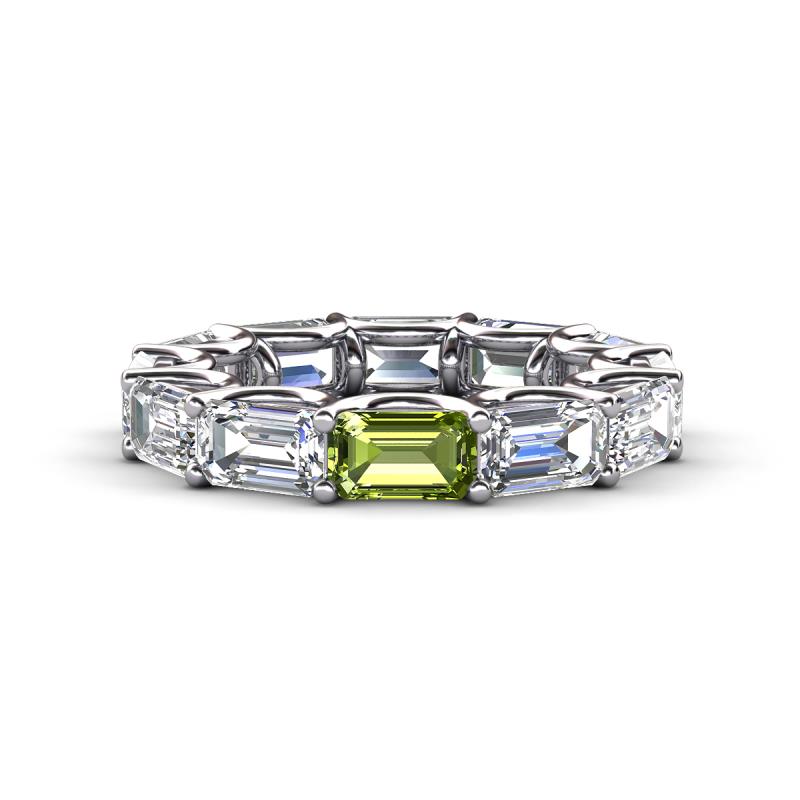 Beverly 6.70 ctw (6x4 mm) GIA Certified Emerald Cut Natural Diamond and Peridot Eternity Band 