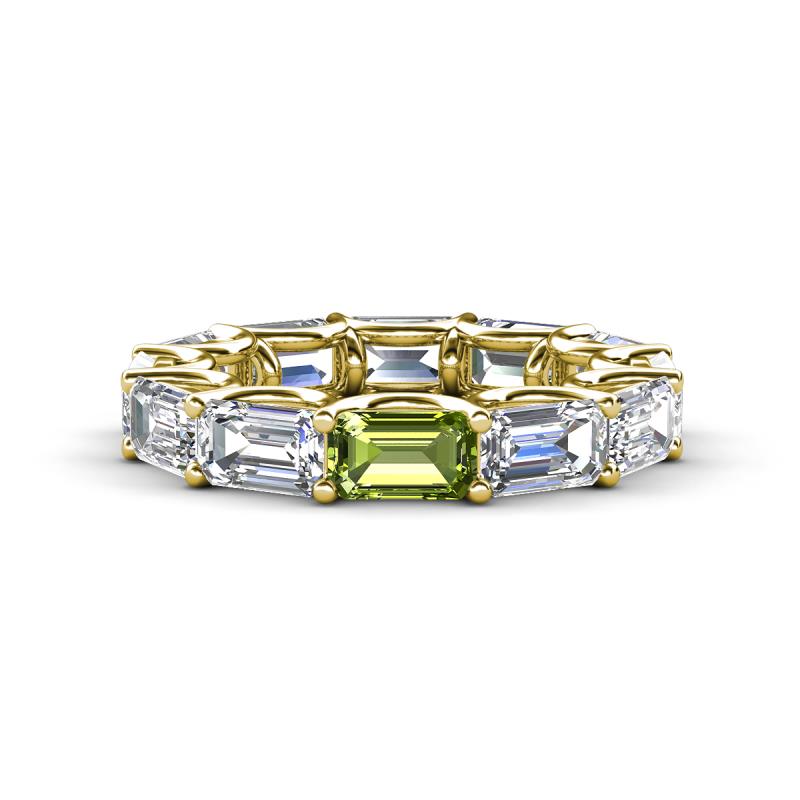 Beverly 6.70 ctw (6x4 mm) GIA Certified Emerald Cut Natural Diamond and Peridot Eternity Band 