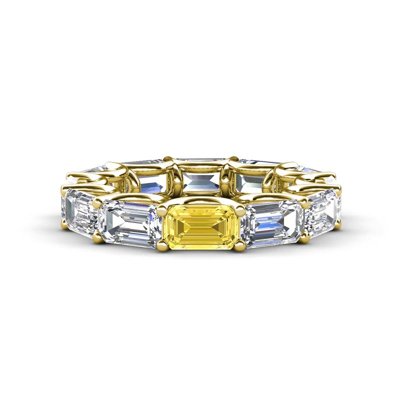 Beverly 6.60 ctw (6x4 mm) GIA Certified Emerald Cut Natural Diamond and Yellow Sapphire Eternity Band 