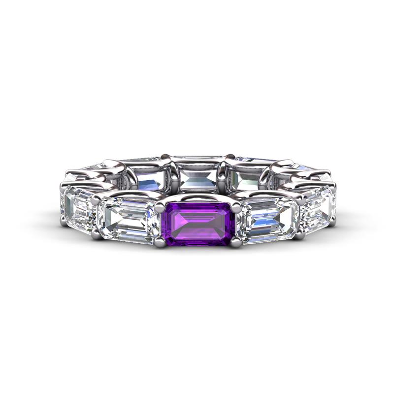 Beverly 6.60 ctw (6x4 mm) GIA Certified Emerald Cut Natural Diamond and Amethyst Eternity Band 