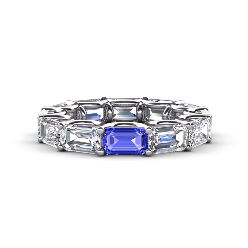 Beverly 6.60 ctw (6x4 mm) GIA Certified Emerald Cut Natural Diamond and Tanzanite Eternity Band 