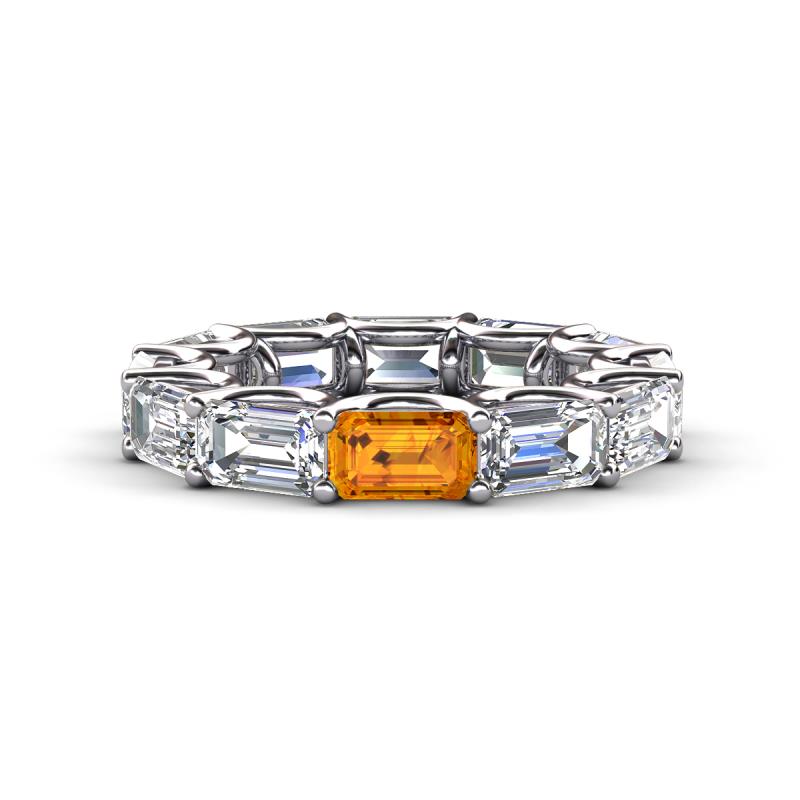 Beverly 6.55 ctw (6x4 mm) GIA Certified Emerald Cut Natural Diamond and Citrine Eternity Band 