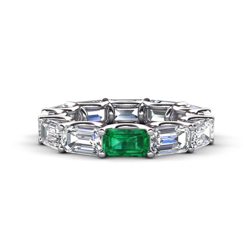 Beverly 6.50 ctw (6x4 mm) GIA Certified Emerald Cut Natural Diamond and Emerald Eternity Band 