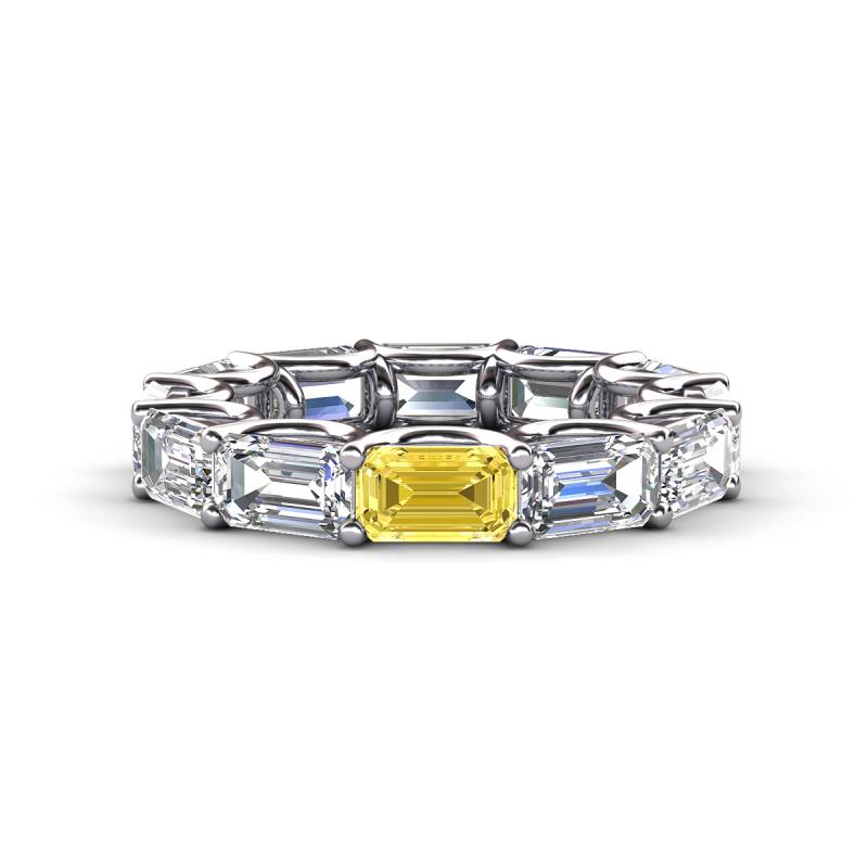 Beverly 6.60 ctw (6x4 mm) GIA Certified Emerald Cut Natural Diamond and Yellow Sapphire Eternity Band 