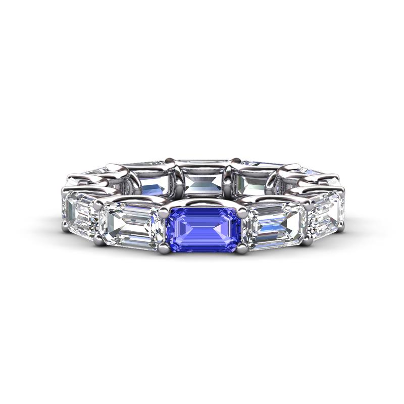 Beverly 6.60 ctw (6x4 mm) Emerald Cut Lab Grown Diamond and Tanzanite Eternity Band 