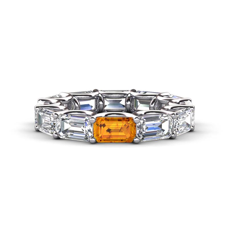 Beverly 6.55 ctw (6x4 mm) Emerald Cut Lab Grown Diamond and Citrine Eternity Band 