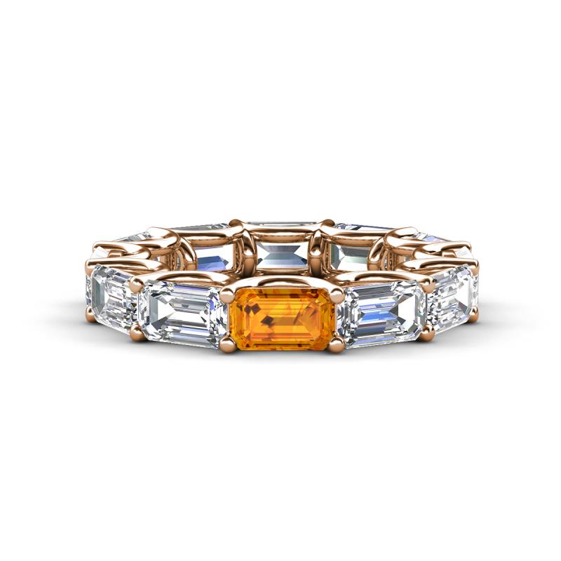 Beverly 6.55 ctw (6x4 mm) Emerald Cut Lab Grown Diamond and Citrine Eternity Band 