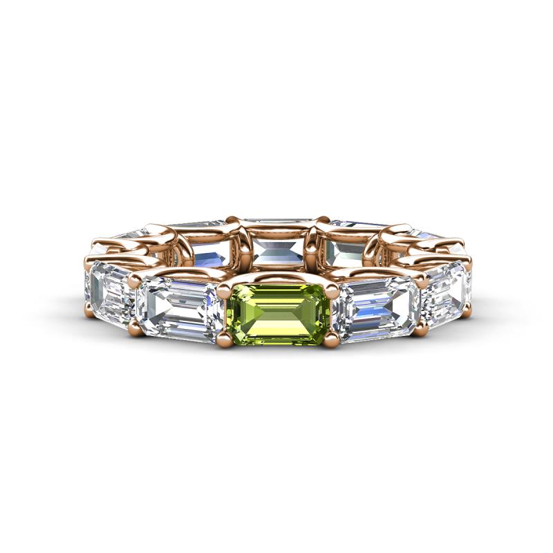 Beverly 6.70 ctw (6x4 mm) Emerald Cut Lab Grown Diamond and Peridot Eternity Band 