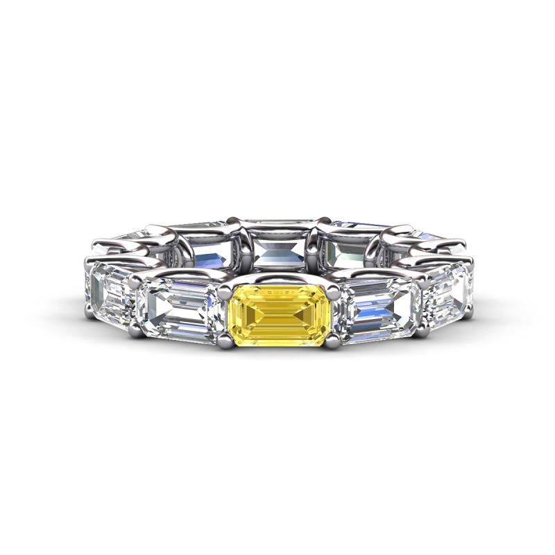 Beverly 6.60 ctw (6x4 mm) Emerald Cut Lab Grown Diamond and Yellow Sapphire Eternity Band 