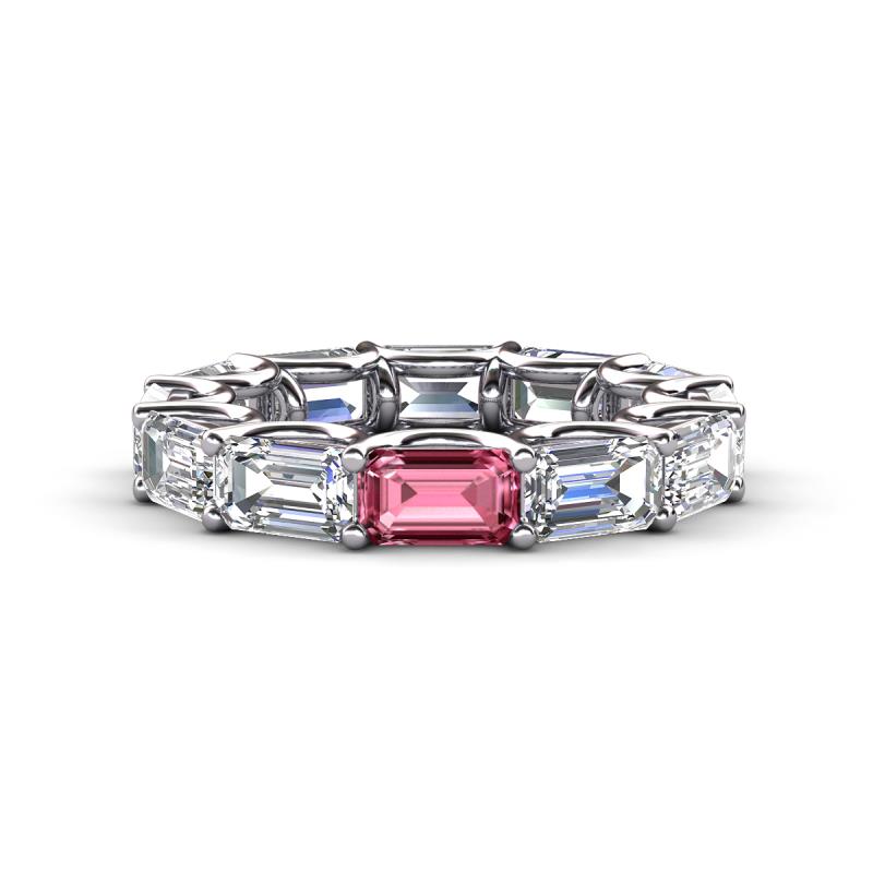 Beverly 6.60 ctw (6x4 mm) Emerald Cut Lab Grown Diamond and Pink Tourmaline Eternity Band 