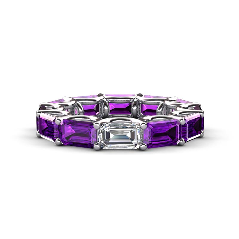 Beverly 6.60 ctw (6x4 mm) GIA Certified Emerald Cut Natural Diamond and Amethyst Eternity Band 