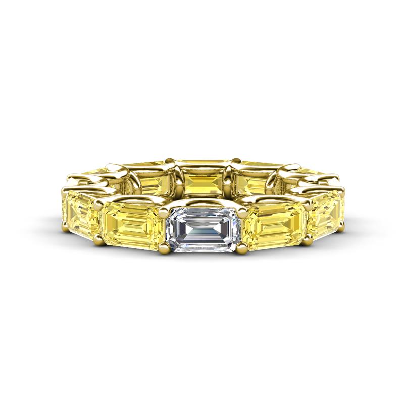 Beverly 6.60 ctw (6x4 mm) GIA Certified Emerald Cut Natural Diamond and Yellow Sapphire Eternity Band 