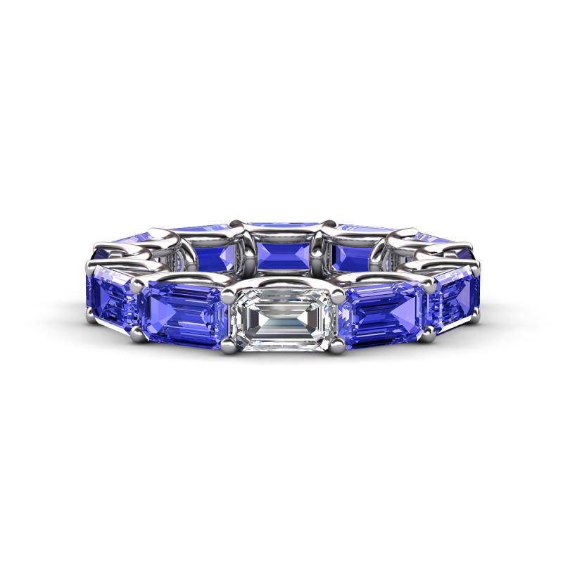 Beverly 6.60 ctw (6x4 mm) GIA Certified Emerald Cut Natural Diamond and Tanzanite Eternity Band 