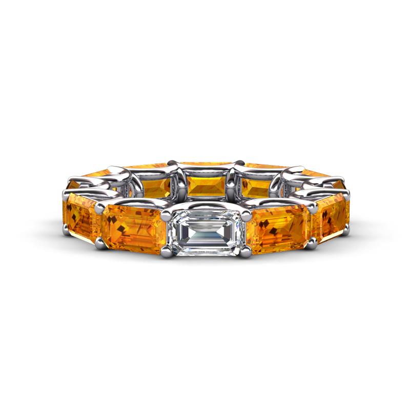 Beverly 6.10 ctw (6x4 mm) GIA Certified Emerald Cut Natural Diamond and Citrine Eternity Band 