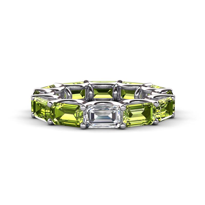 Beverly 7.60 ctw (6x4 mm) GIA Certified Emerald Cut Natural Diamond and Peridot Eternity Band 