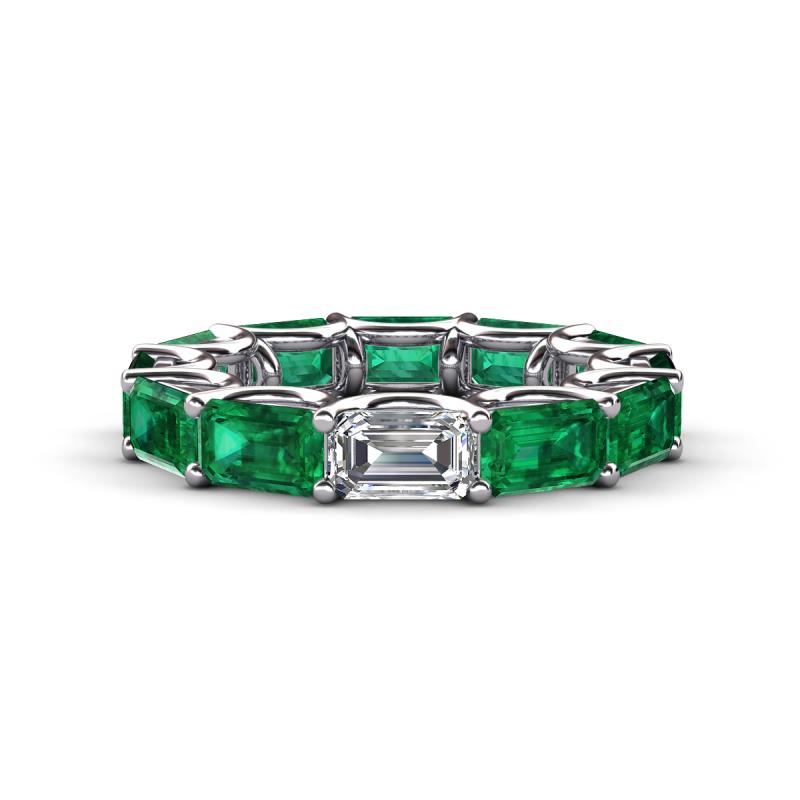 Beverly 5.60 ctw (6x4 mm) GIA Certified Emerald Cut Natural Diamond and Emerald Eternity Band 