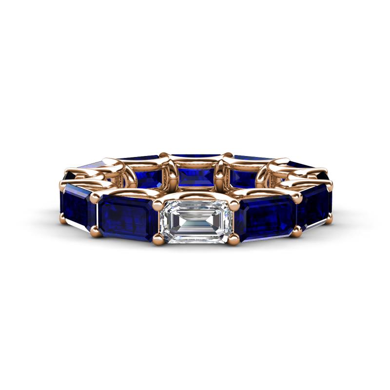 Beverly 7.60 ctw (6x4 mm) Emerald Cut Lab Grown Diamond and Blue Sapphire Eternity Band 