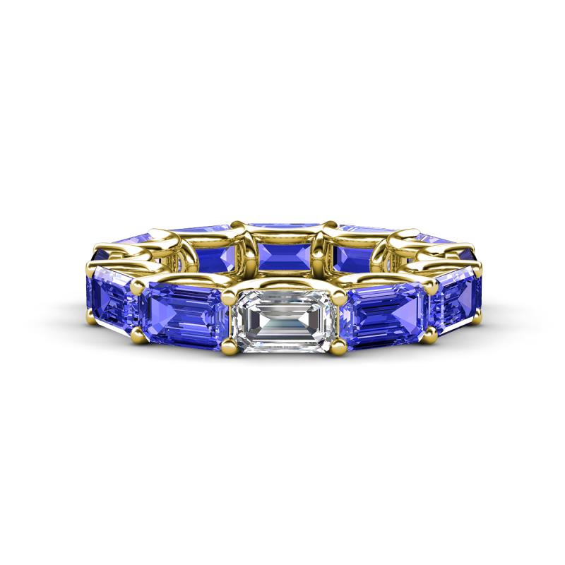 Beverly 6.60 ctw (6x4 mm) Emerald Cut Lab Grown Diamond and Tanzanite Eternity Band 