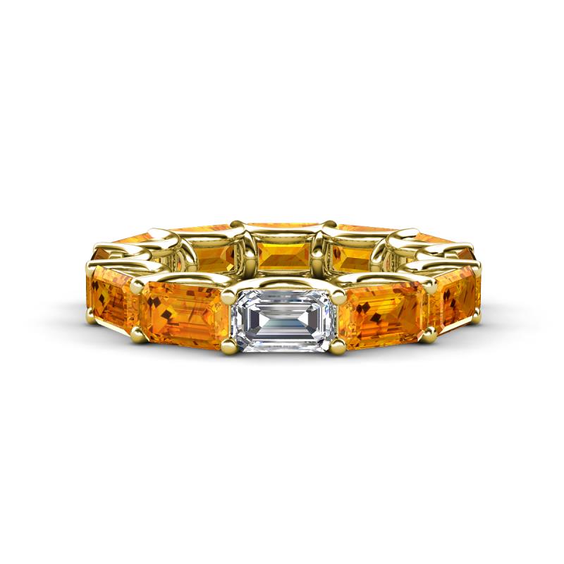 Beverly 6.10 ctw (6x4 mm) Emerald Cut Lab Grown Diamond and Citrine Eternity Band 