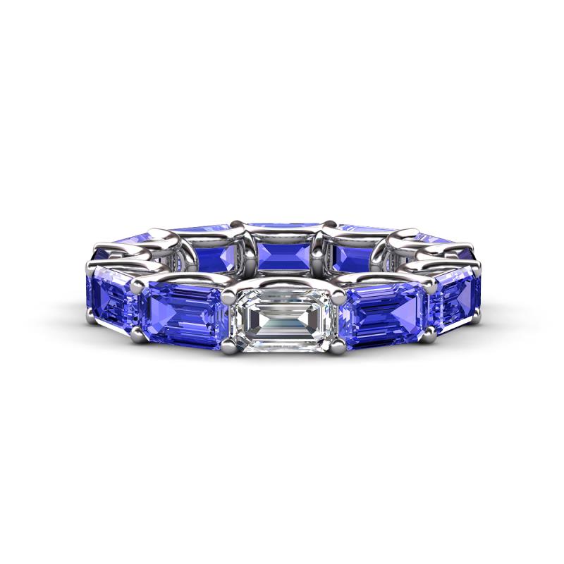 Beverly 6.60 ctw (6x4 mm) Emerald Cut Lab Grown Diamond and Tanzanite Eternity Band 