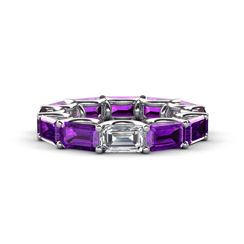 Beverly 6.60 ctw (6x4 mm) Emerald Cut Lab Grown Diamond and Amethyst Eternity Band 