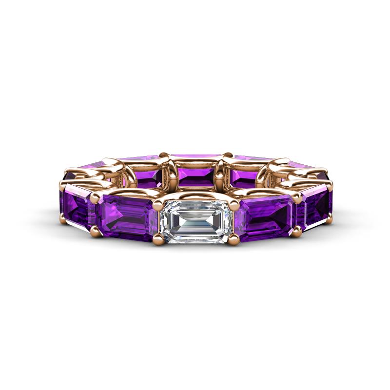 Beverly 6.60 ctw (6x4 mm) Emerald Cut Lab Grown Diamond and Amethyst Eternity Band 