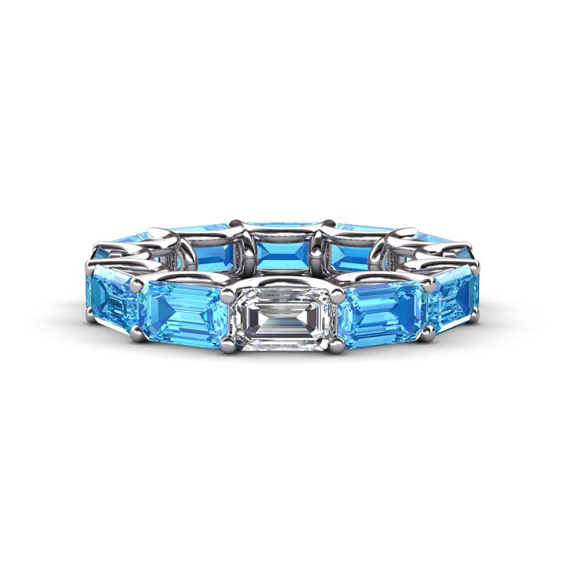 Beverly 7.60 ctw (6x4 mm) Emerald Cut Lab Grown Diamond and Blue Topaz Eternity Band 