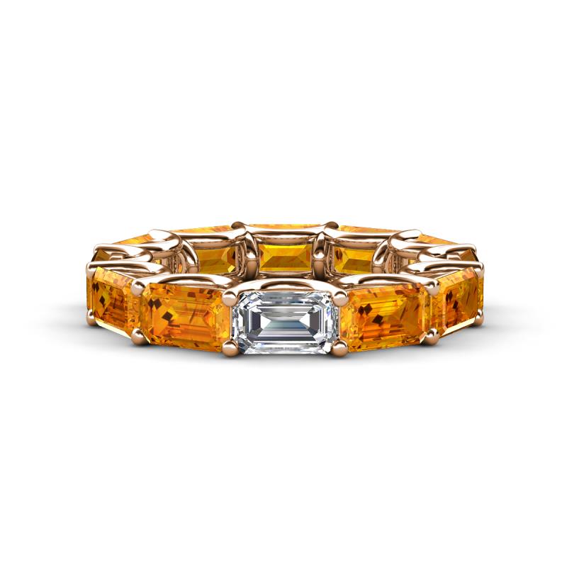 Beverly 6.10 ctw (6x4 mm) Emerald Cut Lab Grown Diamond and Citrine Eternity Band 