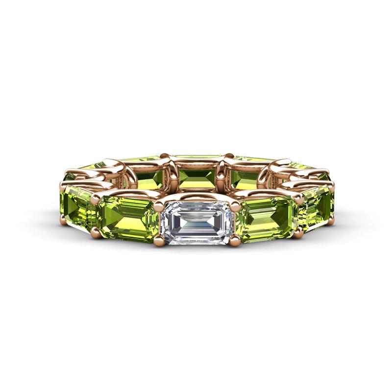 Beverly 7.60 ctw (6x4 mm) Emerald Cut Lab Grown Diamond and Peridot Eternity Band 