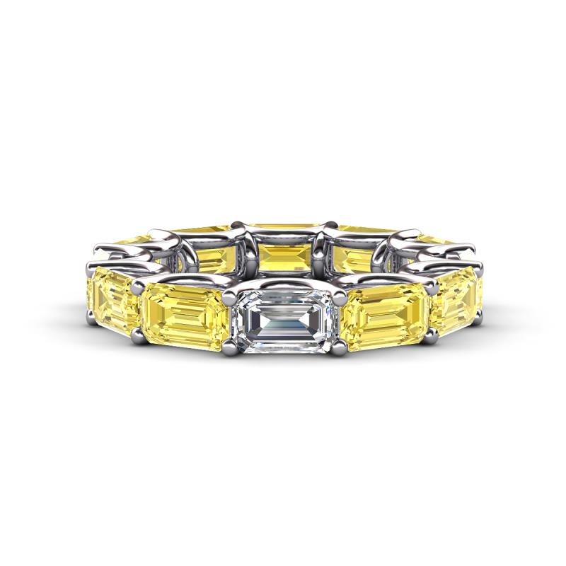 Beverly 6.60 ctw (6x4 mm) Emerald Cut Lab Grown Diamond and Yellow Sapphire Eternity Band 