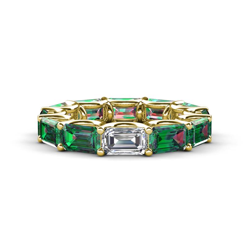 Beverly 8.70 ctw (6x4 mm) Emerald Cut Lab Grown Diamond and Created Alexandrite Eternity Band 