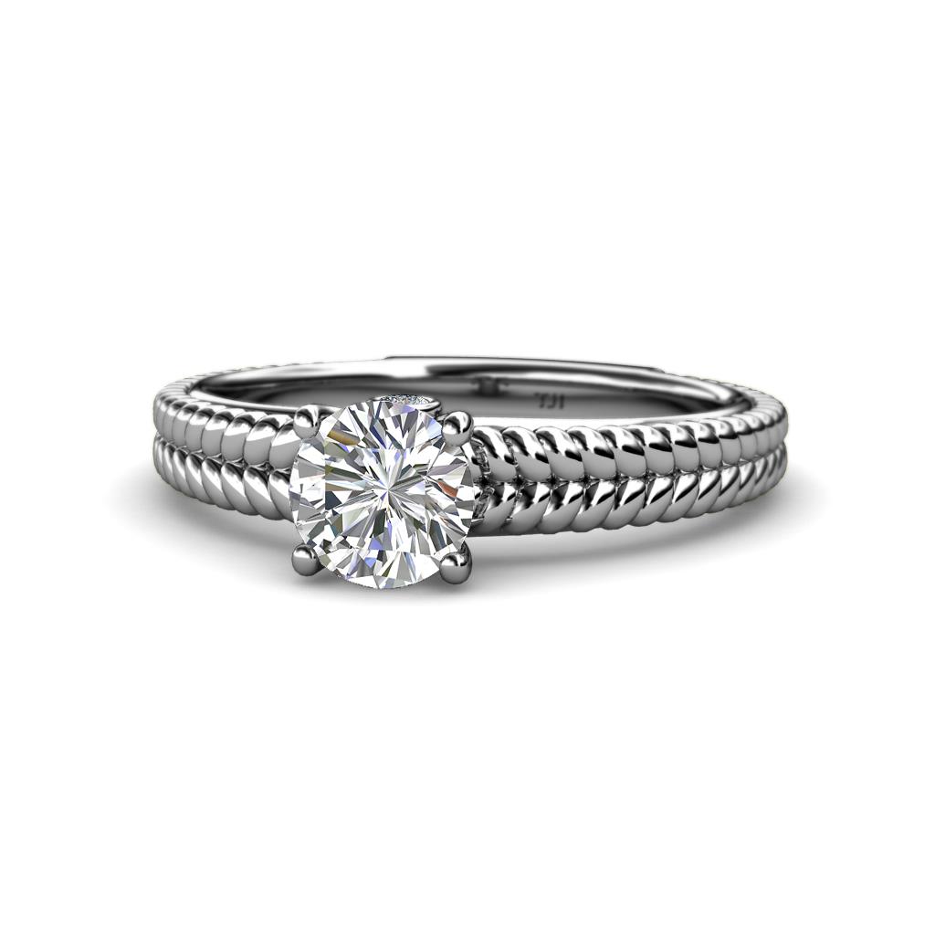 Kelis Desire 1.03 ctw (6.5 mm) IGI Certified Round Lab Grown Diamond (VS1/F) and Round Natural Diamond Solitaire Engagement Ring 