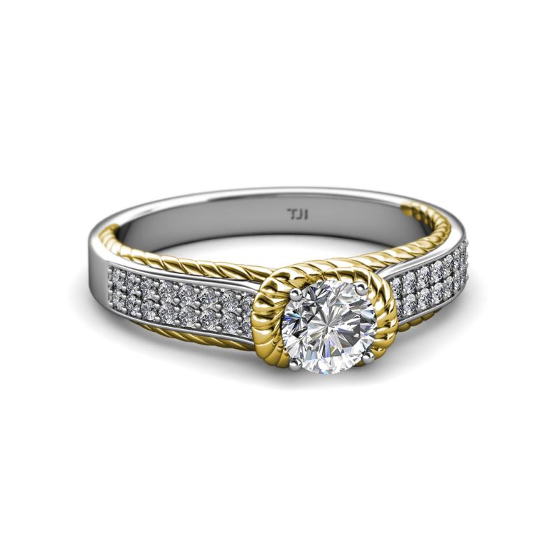 Anya Desire 1.22 ctw (6.5 mm) IGI Certified Round Lab Grown Diamond (VS1/F) and Natural Diamond Solitaire Plus Engagement Ring 