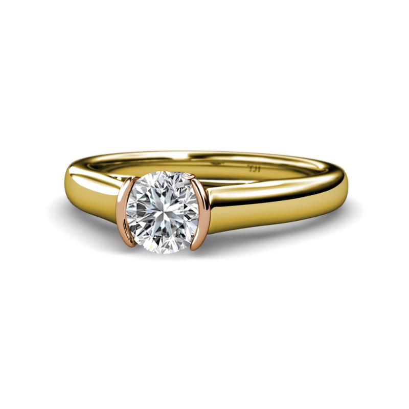 Ellie Desire 1.03 ctw (6.5 mm) IGI Certified Round Lab Grown Diamond (VS1/F) and Round Natural Diamond Engagement Ring 