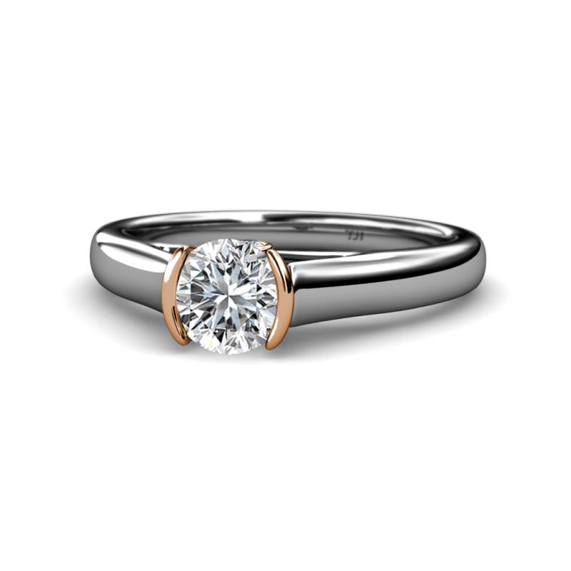 Ellie Desire 1.03 ctw (6.5 mm) IGI Certified Round Lab Grown Diamond (VS1/F) and Round Natural Diamond Engagement Ring 