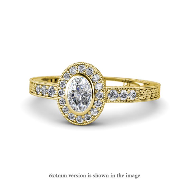 Annabel Desire 1.16 ctw IGI Certified Lab Grown Diamond Oval Cut (7x5 mm) & Natural Diamond Round (1.50 mm) Halo Engagement Ring 