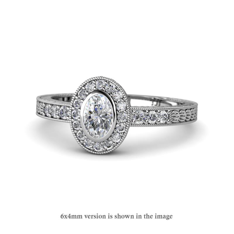 Annabel Desire 1.89 ctw IGI Certified Lab Grown Diamond Oval Cut (8x6 mm) & Natural Diamond Round (1.50 mm) Halo Engagement Ring 