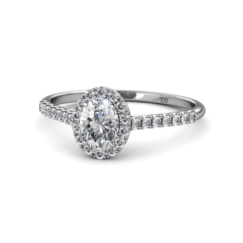 Marnie Desire 1.22 ctw (7x5 mm) IGI Certified Oval Cut Lab Grown Diamond (VS1/F) and Natural Round Diamond Halo Engagement Ring 